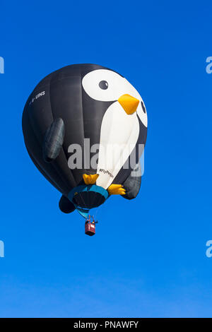 Longleat pinguin Heißluftballon am Himmel in Longleat Sky Safari, Wiltshire, UK im September Stockfoto