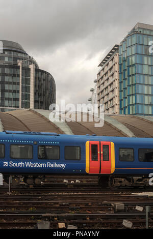 South Western Railway Tran, Waterloo Station, London, UK Stockfoto