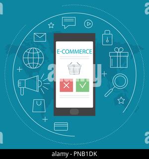E-Commerce, Pay Online und Online Shopping Konzept. Flache isometrische 3D-Design Stock Vektor