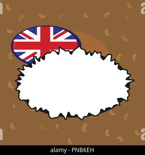 Flaches Design business Vector Illustration Konzept leere Vorlage kopieren space Poster Gutscheine Werbemittel. Vereinigtes Königreich Großbritannien Flagge in ovaler Form b Stock Vektor