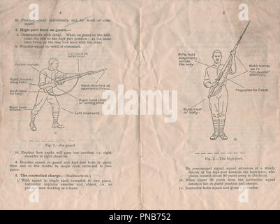 Kleinwaffen Training Handbuch Band 1 Heft Nummer 12 Bajonett in 1937 durch den Krieg Büro veröffentlicht Anweisung zur britischen Militärs auf, wie man das Gewehr mit Bajonett montiert während der Vorkriegszeit und der zweite Weltkrieg Stockfoto