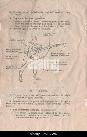 Kleinwaffen Training Handbuch Band 1 Heft Nummer 12 Bajonett in 1937 durch den Krieg Büro veröffentlicht Anweisung zur britischen Militärs auf, wie man das Gewehr mit Bajonett montiert während der Vorkriegszeit und der zweite Weltkrieg Stockfoto