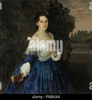 Dame in blau. Portrait von ihr. M. Martynova. Datum/Zeitraum: von 1897 bis 1900. Malerei. Öl auf Leinwand. Höhe: 103 cm (40,5 in); Breite: 103 cm (40,5 in). Autor: Konstantin Somov. KONSTANTIN ANDREYEVICH SOMOV. SOMOV, KONSTANTIN ANDREYEVICH. Stockfoto