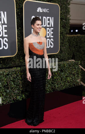 Allison Williams kommt an der 75th jährliche Golden Globes Awards im Beverly Hilton in Beverly Hills, CA am Sonntag, 7. Januar 2018. Stockfoto