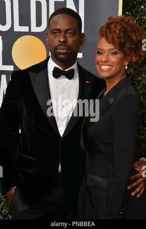 Sterling K. Braun & Ryan Michelle Bathe beim 75. jährlichen Golden Globe Awards im Beverly Hilton Hotel, Beverly Hills, USA, 07. Januar 2018 Stockfoto