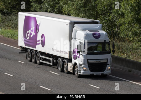 GIST LKW LKW LKW, DAF Trucks & LKW-Transport, Logistik transport Fahrzeuge auf der M6 an der Lancaster, Großbritannien Stockfoto