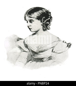Prinzessin Victoria im Alter von 10, zukünftige Königin Victoria als Kind. Später Königin des Vereinigten Königreichs von Großbritannien und Irland, Kaiserin von Indien Stockfoto