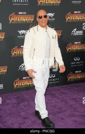Vin Diesel bei der Weltpremiere von "Marvel Studios" Avengers: Infinity Krieg' auf dem Hollywood Blvd. in Hollywood, CA, 23. April 2018. Foto von Joseph Martinez/PictureLux Stockfoto