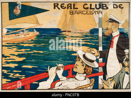Real Club de Barcelona. Datum/Zeitraum: 1902. Plakat. Farblithographie auf Papier. Höhe: 760 mm (29.92 in); Breite: 1.087 mm (42.79 in). Autor: Joan Llaverias. Llaverías, Joan. Stockfoto