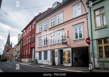 Damstredet Nachbarschaft für schrullige aus dem 18. Jahrhundert bekannt - Holzhäuser, Oslo, Norwegen Stockfoto