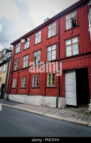 Damstredet Nachbarschaft für schrullige aus dem 18. Jahrhundert bekannt - Holzhäuser, Oslo, Norwegen Stockfoto