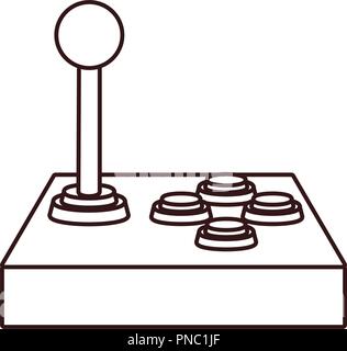Retro gamepad Videospiel Karikatur in Schwarz und Weiß Stock Vektor