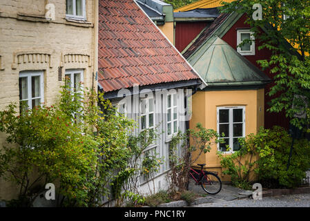 Damstredet Nachbarschaft für schrullige aus dem 18. Jahrhundert bekannt - Holzhäuser, Oslo, Norwegen Stockfoto