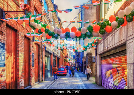 Dublin, Irland, 2018. März, Straßendekoration in Dame Lane zum St. Patrick's Day Stockfoto