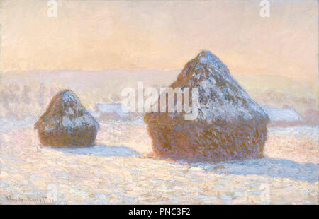 Wheatstacks, Schnee, Morgen. Datum/Zeitraum: 1891. Malerei. Öl auf Leinwand. Höhe: 648 mm (25,51 in); Breite: 997 mm (39.25 in). Autor: CLAUDE MONET. MONET, Claude. Stockfoto