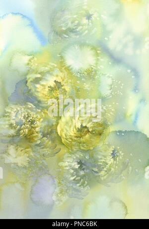 Chrysantheme Blumen Aquarell Hintergrund. Abstrakte Salz Marmor Hintergrund. Stockfoto