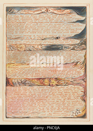 Jerusalem, Platte 20', aber als sie sahen Albion....'. Datum/Zeitraum: 1804 bis 1820. Drucken. Orange drucken, Feder, Tusche und Aquarell auf cremefarbenem Papier (Relief ätzen in Orange mit Feder und schwarzer Tusche und Aquarell gedruckt auf mäßig dick, glatt, Creme webte Papier). Höhe: 226 mm (8,89 in); Breite: 162 mm (6,37 in). Autor: William Blake. Stockfoto