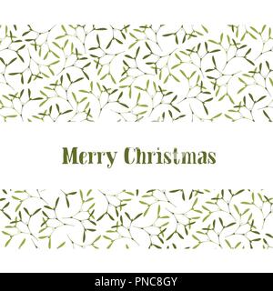 Weihnachten Grußkarte. Die Mistel auf weißem Hintergrund und Text frohe Weihnachten. Stock Vektor