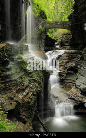 Die Rainbow Falls in Watkins Glen State Park. Finger Lakes Region. New York. USA Stockfoto