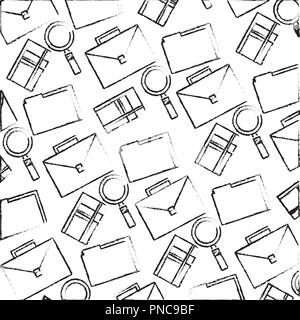 Business Aktenkoffer notepad Lupe Muster Stock Vektor