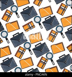 Business Aktenkoffer notepad Lupe Muster Stock Vektor