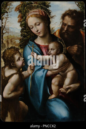 Heilige Familie mit jungen Saint John. Datum/Zeitraum: 1525 - 1527. Malerei. Öl auf Leinwand. Höhe: 70 mm (2,75 in); Breite: 47 mm (1,85 in). Autor: Giovanni Antonio Bazzi als odoma" bekannt. SODOMA. Stockfoto