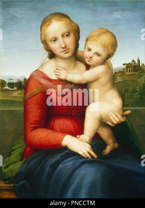 Die kleine Cowper Madonna. Datum/Zeit: Ca. 1505. Malerei. Öl auf Leinwand. Höhe: 595 mm (23.42 in); Breite: 440 mm (17.32 in). Autor: RAPHAEL. Stockfoto