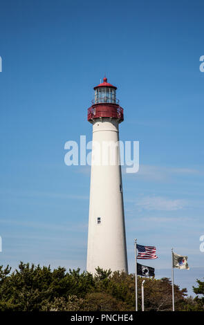 Cape May Lighthouse, Ostküste, Cape May County, New Jersey, USA, Nautische Bilder vintage Meer Wahrzeichen historischen Strand Bilder landschaftlich Stockfoto