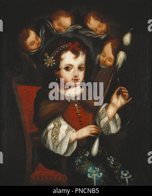 Jungfrau Maria zu Spinnen. Datum/Zeit: Ca. 1700. Malerei. Öl auf Leinwand. Höhe: 635 mm (25 in); Breite: 533.40 mm (21 in). Thema: PERU. Anonym. Stockfoto