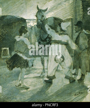 In den Flügeln im Zirkus. Datum/Zeit: Ca. 1887. Malerei. Leinwand. Höhe: 670 mm (6,95 in); Breite: 600 mm (23,62 in). Autor: Henri de Toulouse-Lautrec. Stockfoto