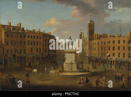 Charing Cross, mit der Statue des Königs Karl I. und Northumberland House. Datum/Zeit: Ca. 1750. Malerei. Öl auf Leinwand. Höhe: 889 mm (35 in); Breite: 1.276 mm (50.23 in). Autor: Joseph Nickolls. Stockfoto