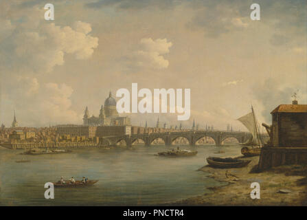 St. Paul's und Blackfriars Bridge. Datum/Zeitraum: Zwischen 1770 und 1772. Malerei. Öl auf Leinwand. Höhe: 513 mm (20.19 in); Breite: 746 mm (29.37 in). Autor: William Marlow. Stockfoto