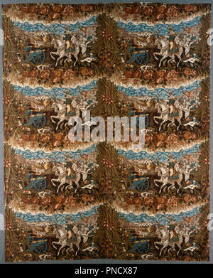 Dekorationsstoff: Die Schlacht von Resaca de la Palma. Datum/Zeit: Ca. 1850. Chintz. Bedruckte Baumwolle mit original Glasur. Höhe: 1,244.60 mm (49 in); Breite: 1,549.40 mm (61 in). Thema: United States. Stockfoto