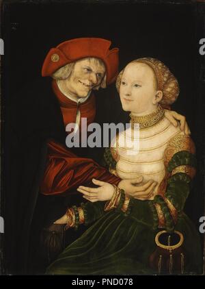 Das ungleiche Paar/Alter Mann und junge Frau. Datum/Zeitraum: 1522. Öl auf Buchenholz. Höhe: 84,5 cm (33,2 in); Breite: 63 cm (24.8 in). Autor: Cranach d.Ä., Lucas. Cranach, Lucas, der Ältere. Stockfoto