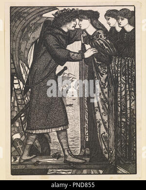 König Sigurd der Kreuzfahrer - eine nordische Saga. Datum/Zeit: 1862. Holzstich, in Schwarz gedruckt. Breite: 125 mm. Höhe: 161 mm. Autor: Edward Burne-Jones. Nach Sir Edward Burne-Jones. Burne-Jones, Sir Edward Coley. Stockfoto