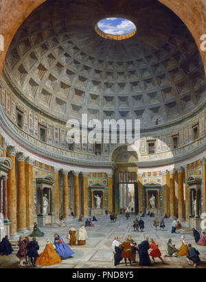 Innenraum der Pantheon, Rom. Datum/Zeit: Ca. 1734. Malerei. Öl auf Leinwand. Höhe: 1.280 mm (50.39 in); Breite: 990 mm (38.97 in). Autor: Giovanni Paolo Panini. PANINI, Giovanni Paolo. GIOVANNI PAOLO PANNINI. Stockfoto