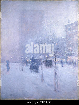 Am späten Nachmittag, New York, im Winter. Datum/Zeitraum: 1900. Malerei. Öl auf Leinwand. Höhe: 93,8 cm (36,9 in); Breite: 73,7 cm (29 in). Autor: Childe Hassam. Hassam, Childe. Stockfoto