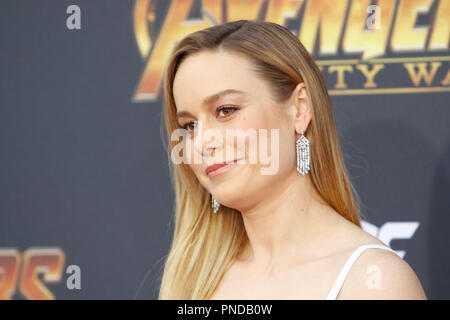 Brie Larson bei der Weltpremiere von "Marvel Studios" Avengers: Infinity Krieg' auf dem Hollywood Blvd. in Hollywood, CA, 23. April 2018. Foto von Joseph Martinez/PictureLux Stockfoto