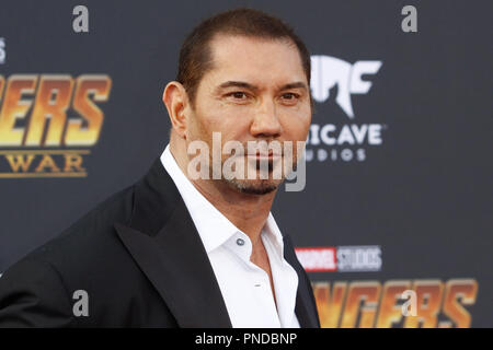 Dave Bautista bei der Weltpremiere von "Marvel Studios" Avengers: Infinity Krieg' auf dem Hollywood Blvd. in Hollywood, CA, 23. April 2018. Foto von Joseph Martinez/PictureLux Stockfoto