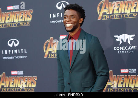 Chadwick Boseman bei der Weltpremiere von "Marvel Studios" Avengers: Infinity Krieg' auf dem Hollywood Blvd. in Hollywood, CA, 23. April 2018. Foto von Joseph Martinez/PictureLux Stockfoto