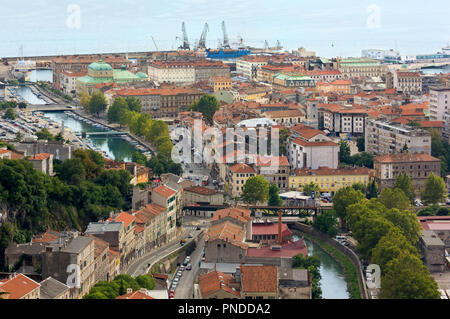 Panoramablick von Rijeka, Kroatien, von Trsat Stockfoto