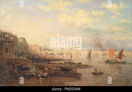 Die Themse und Waterloo Bridge von Somerset House. Datum/Zeit: Ca. 1825. Malerei. Öl auf Artist's Board. Höhe: 143 mm (5.62 in); Breite: 216 mm (8.50 in). Autor: Frederick Nash. Stockfoto