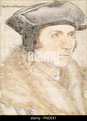 Sir Thomas More (1478-1535). Datum/Zeit: Ca. 1526-ca. 1527. Zeichnung. Schwarze und farbige Kreiden, die Konturen für die Übertragung stach, Papier. Höhe: 398 mm (15,66 in); Breite: 299 mm (11,77 in). Autor: Hans Holbein. Stockfoto