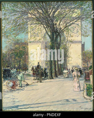 Washington Arch, Frühling. Datum/Zeitraum: 1890. Malerei. Öl auf Leinwand. Höhe: 64 mm (1,02 in); Breite: 21.63 mm (0,85 in). Autor: Childe Hassam. Stockfoto