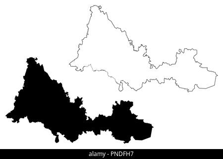 Oblast Orenburg (Russland, Subjekte der Russischen Föderation, die oblaste Russlands) Karte Vektor-illustration, kritzeln Skizze Orenburg Oblastt Karte Stock Vektor