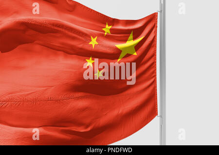 Isolierte China Flagge schwenkten 3d Realistische China Flagge gerendert Stockfoto