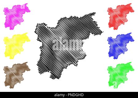 Südtirol - Südtirol (Autonome Region Italiens) Karte Vektor-illustration, kritzeln Skizze Trentino-südtirol Karte Stock Vektor