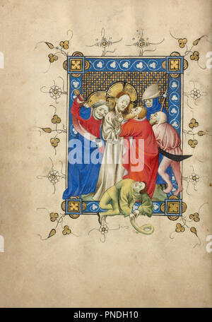 Der Verrat an Christus. Datum/Zeit: Ca. 1405 - 1410. Folio. Tempera Farben, Blattgold, und Tusche auf Pergament. Höhe: 165 mm (6,49 in); Breite: 117 mm (4.60 in). Autor: Meister von Dirc van Delf. Stockfoto