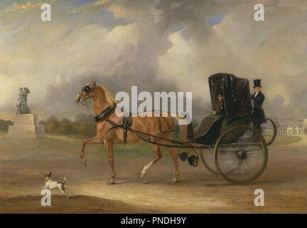 William Massey-Stanley fährt sein Cabrio im Hyde Park. Datum/Zeitraum: 1833. Malerei. Öl auf Leinwand. Höhe: 1.105 mm (43.50 in); Breite: 1,588 mm (62.51 in). Autor: John Ferneley. Stockfoto