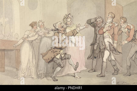 Eifersucht, Wut, Enttäuschung... Datum/Zeitraum: 1817. Zeichnung. Aquarell, mit Stift und braun, Schwarz, rot-braune und graue Tinte über Graphit auf sehr dicken, mäßig strukturierten, beige, webten Papier. Höhe: 146 mm (5.74 in); Breite: 232 mm (9.13 in). Autor: Thomas Rowlandson. Stockfoto